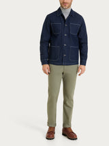 Giacca corta Utility in Raw Denim Blu Uomo - Ragno