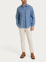 Camicia con tasche in Raw Chambray Blu Uomo - Ragno