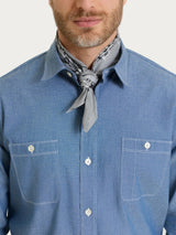 Camicia con tasche in Raw Chambray Blu Uomo - Ragno