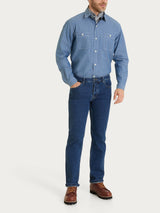 Camicia con tasche in Raw Chambray Blu Uomo - Ragno