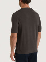 Brown Men's Pure Cotton Shaved Knit Short Sleeve Sweater - Ragno