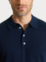 Polo a manica corta in maglia rasata di Puro Cotone Blu Uomo - Ragno
