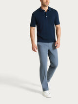 Polo a manica corta in maglia rasata di Puro Cotone Blu Uomo - Ragno