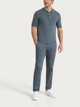 Kurzarm-Poloshirt aus reiner Baumwolle, grau, gestrickt - Ragno