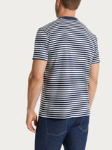T-shirt a macro righe in Jersey di Cotone Heavy Duty Blu Uomo - Ragno