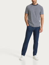 T-shirt a macro righe in Jersey di Cotone Heavy Duty Blu Uomo - Ragno