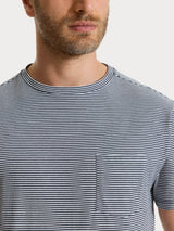 T-shirt a micro righe in Jersey di Cotone Heavy Duty Blu Uomo - Ragno