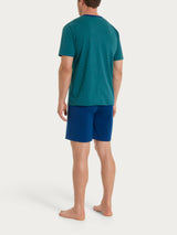 Pigiama corto con micro rombi in Jersey di Cotone Verdi Uomo - Ragno