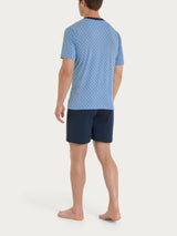 Pigiama corto e aperto con micro rombi in Jersey di Cotone 44-56 Azzurri Uomo - Ragno