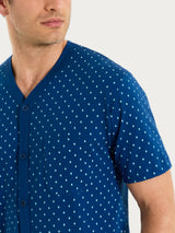 Pigiama corto e aperto con micro rombi in Jersey di Cotone 44-56 Blu Uomo - Ragno