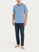 Pigiama trittico con micro rombi in Jersey di Cotone Azzurri Uomo - Ragno