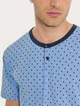 Pigiama trittico con micro rombi in Jersey di Cotone Azzurri Uomo - Ragno