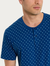Pigiama trittico con micro rombi in Jersey di Cotone Blu Uomo - Ragno