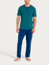 Pigiama trittico con micro rombi in Jersey di Cotone Verdi Uomo - Ragno