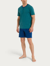 Pigiama trittico con micro rombi in Jersey di Cotone Verdi Uomo - Ragno