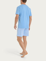 Pigiama corto a righe con girocollo in Jersey di Cotone Bianchi Uomo - Ragno