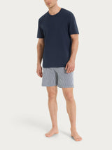 Pigiama corto a righe con girocollo in Jersey di Cotone Bianchi Uomo - Ragno