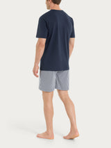 Pigiama corto a righe con girocollo in Jersey di Cotone Bianchi Uomo - Ragno