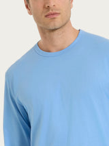 Pigiama lungo a righe con girocollo in Jersey di Cotone Bianchi Uomo - Ragno