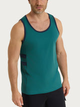 Grünes, breitschultriges Tank-Top aus Baumwoll-Jersey für Herren mit Tasche - Ragno