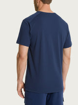 T-shirt con scollo a V in slub jersey di cotone Blu Uomo - Ragno
