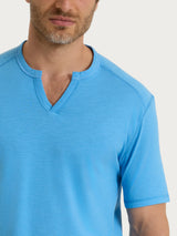 T-shirt con scollo a V in slub jersey di cotone Azzurri Uomo - Ragno