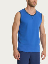 Canottiera a spalla larga in Jersey di Cotone Blu Uomo - Ragno