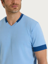 Pigiama corto con scollo a V e dettagli in Jersey di Cotone Azzurri Uomo - Ragno