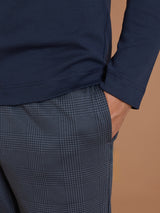 Pigiama serafino con taschino in interlock di cotone Blu Uomo - Ragno