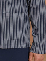 Pigiama aperto con tasche e fantasia in interlock di cotone 44-56 Blu Uomo - Ragno