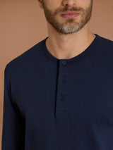 Pigiama serafino in interlock di cotone Blu Uomo - Ragno