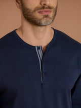 Pigiama serafino in interlock di cotone Blu Uomo - Ragno