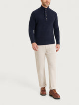 Lupetto con quattro bottoni in NaturalSoft Blu Uomo - Ragno