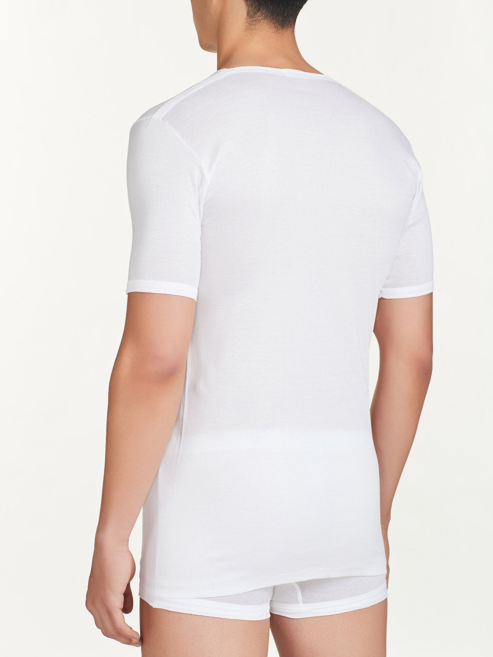 Filo di Scozia Maglietta scollo a V in cotone Bianco – Ragno