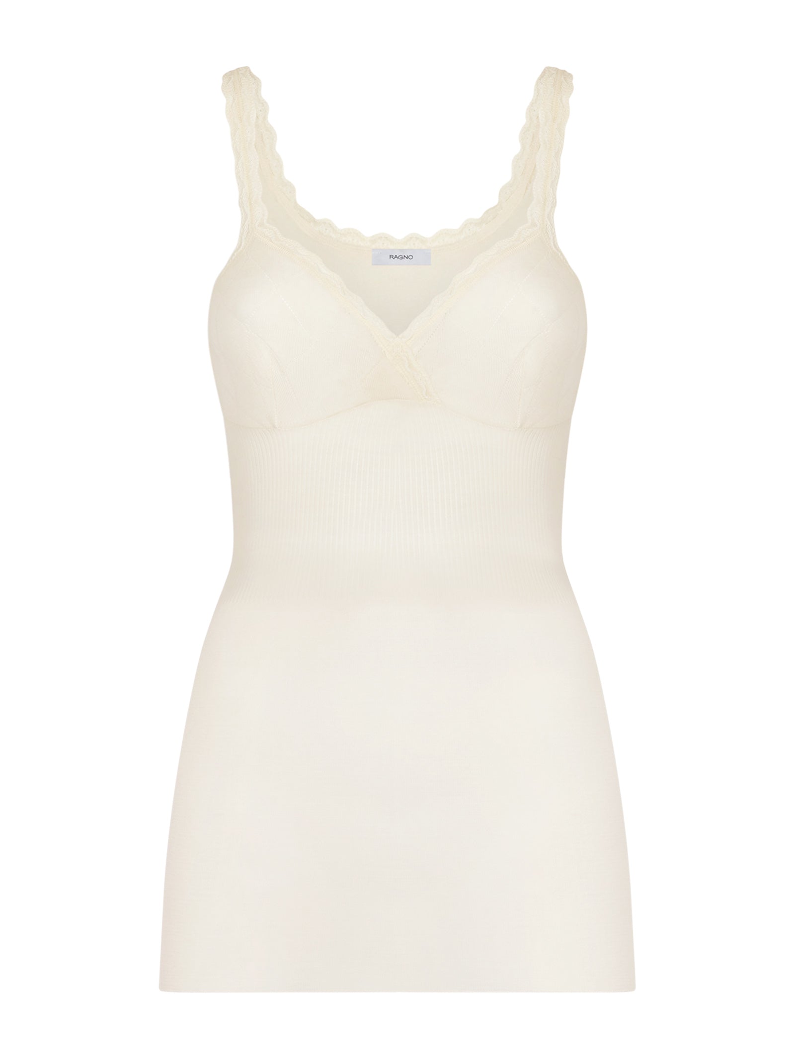 Lana Seta - Top taglio seno in lana e seta Bianchi Donna - Ragno