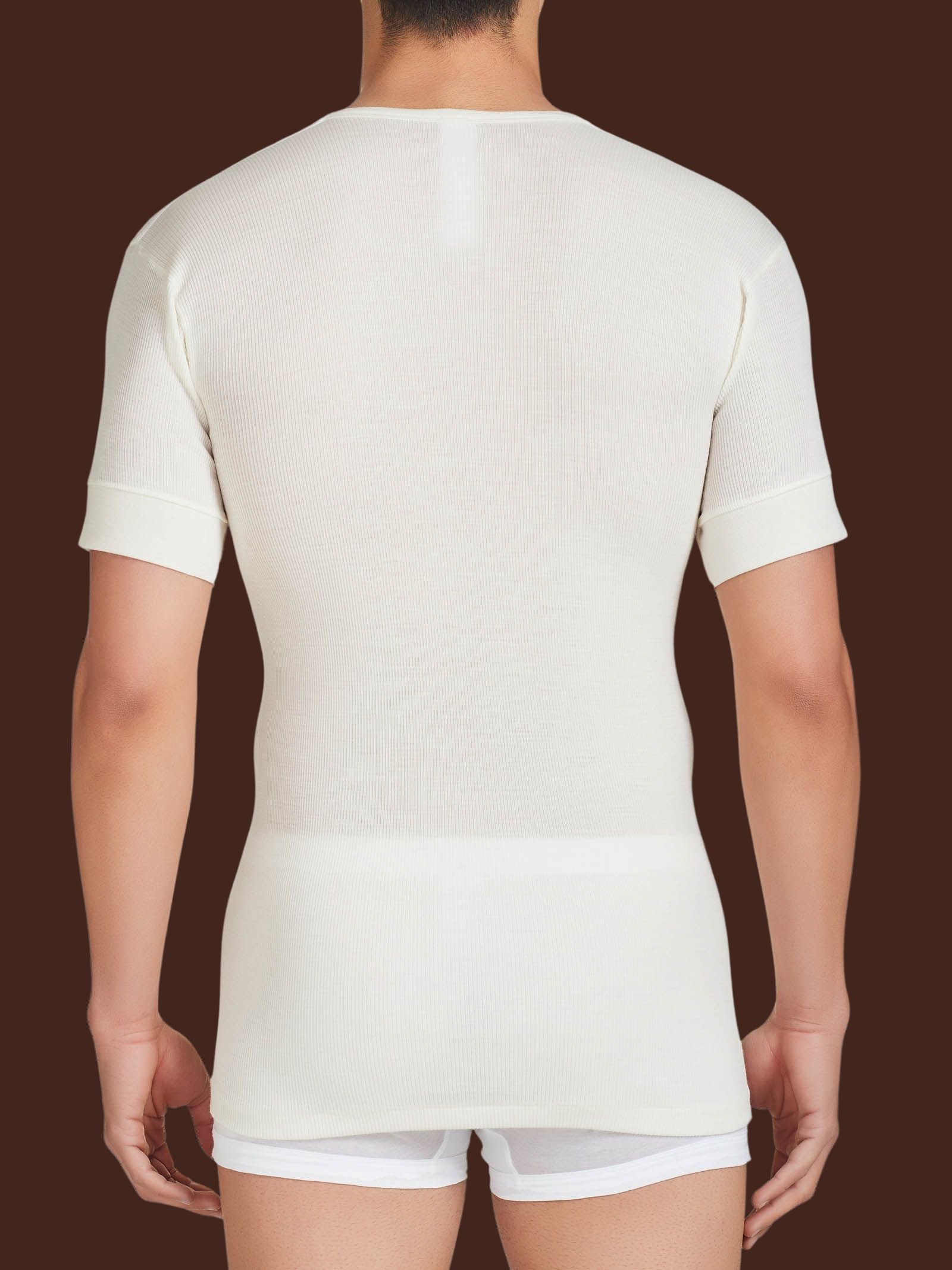 Merino Light - Maglietta girocollo in costina di lana leggera Bianchi Uomo - Ragno