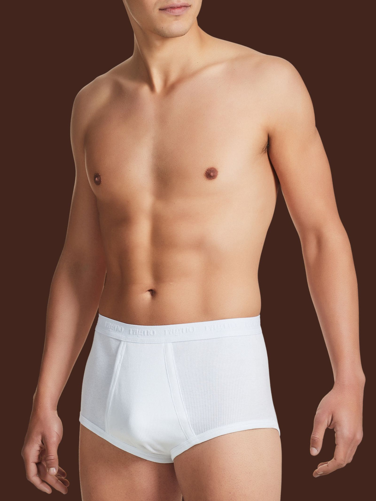 100 Cotone - Slip alto in costina di cotone Bianchi Uomo - Ragno