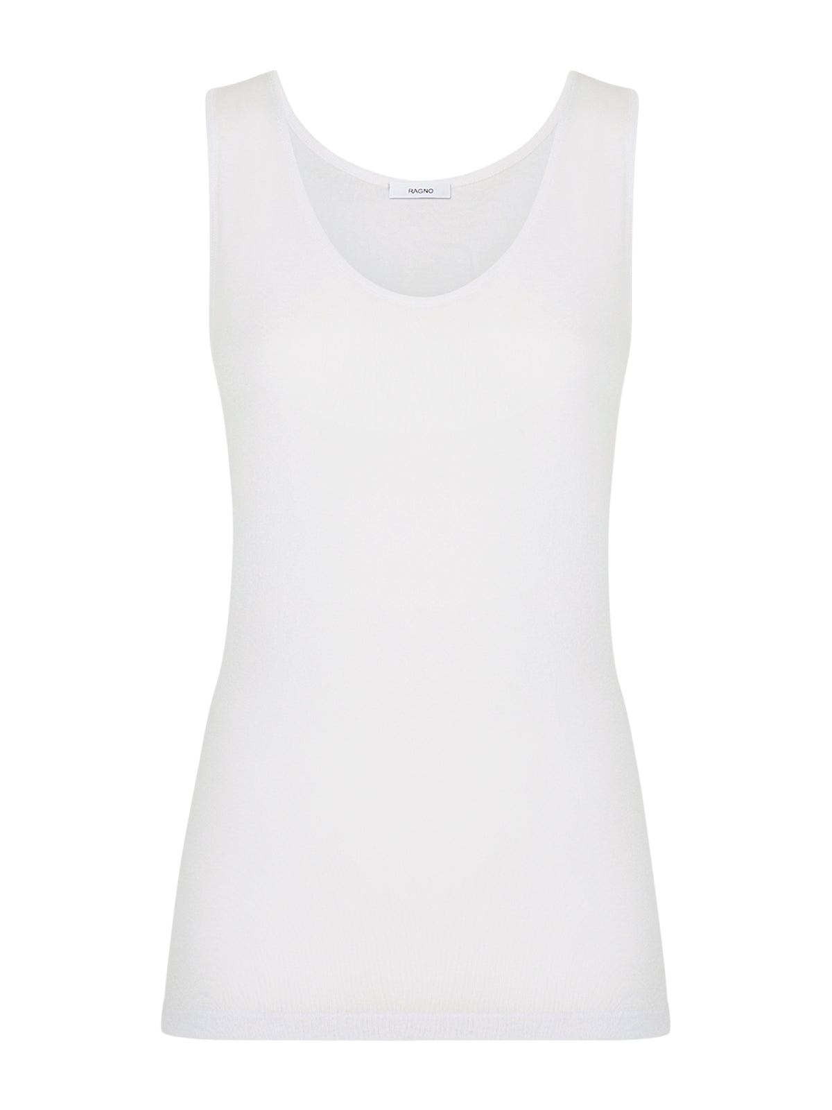 Filo di Scozia - Canottiera spalla larga in maglia unita di Filo di Scozia Bianchi Donna - Ragno