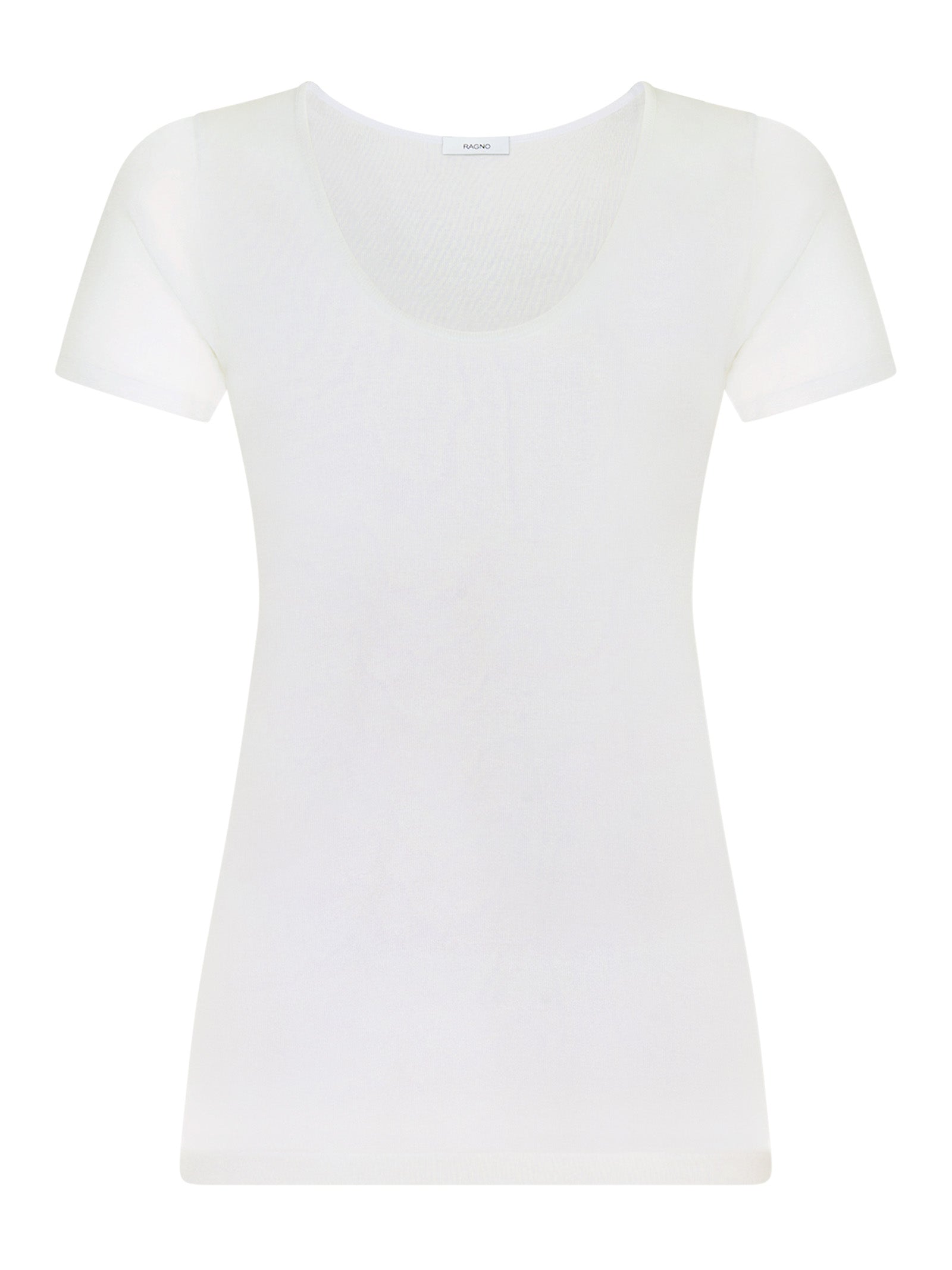 Filo di Scozia - Maglietta in maglia unita di Filo di Scozia Bianchi Donna - Ragno