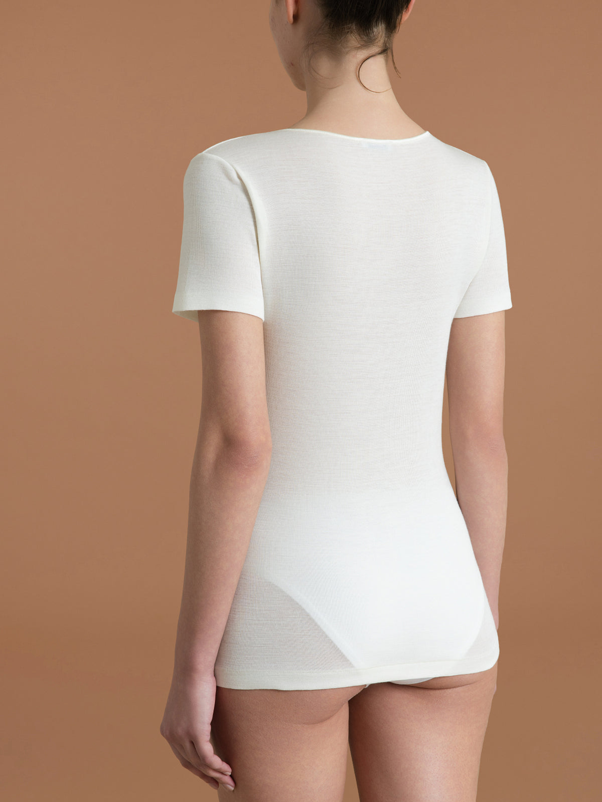 Merino Medium - Maglietta scollo a V in lana Bianchi Donna - Ragno