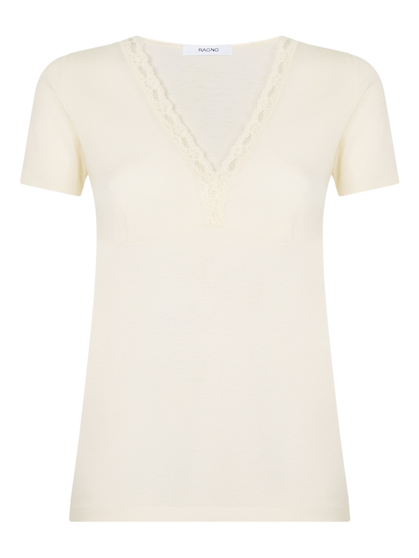 Merino Medium - Maglietta scollo a V in lana Bianchi Donna - Ragno