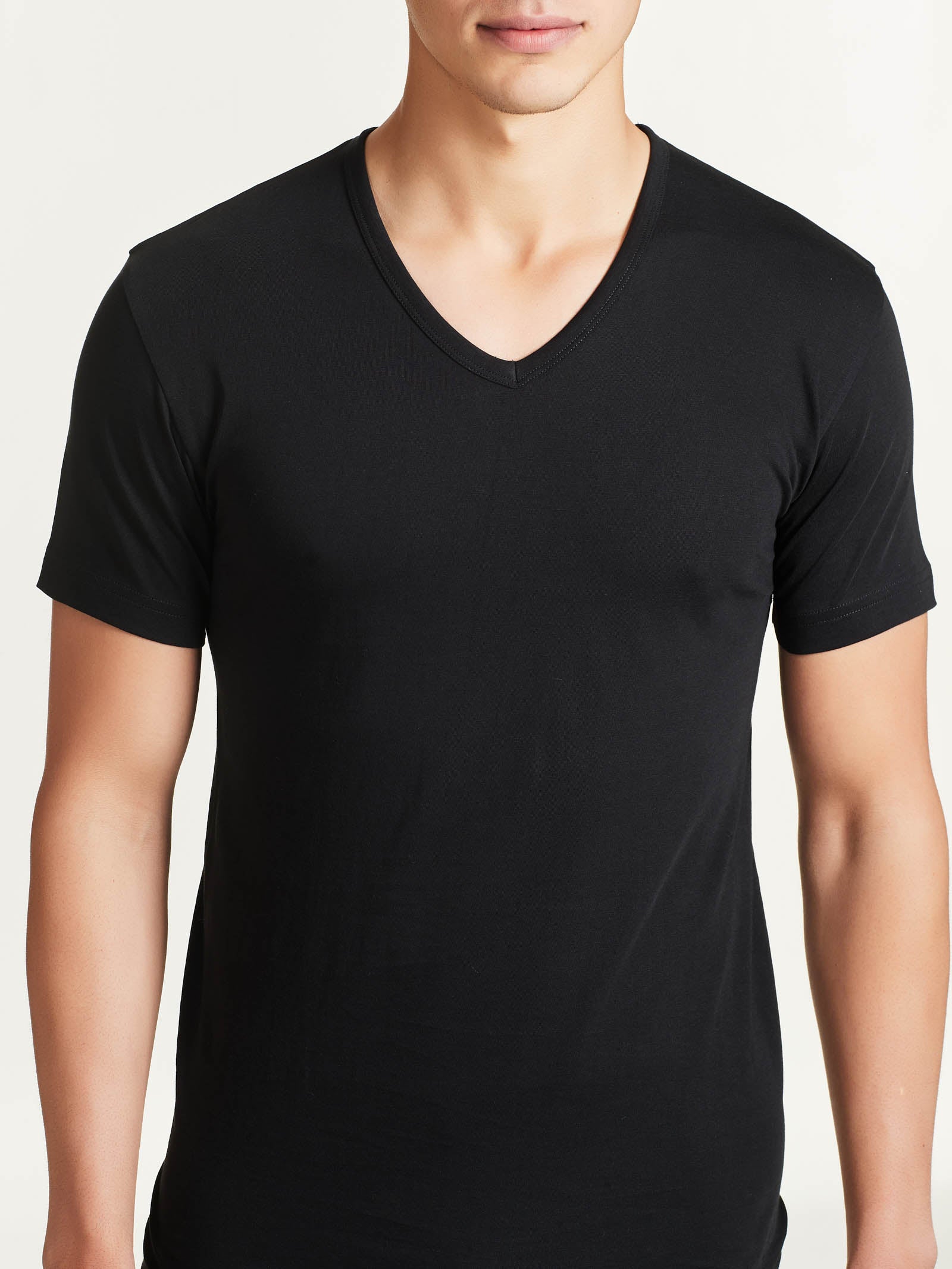 100% Cotton - Maglietta scollo a V in cotone  Blu Uomo - Ragno
