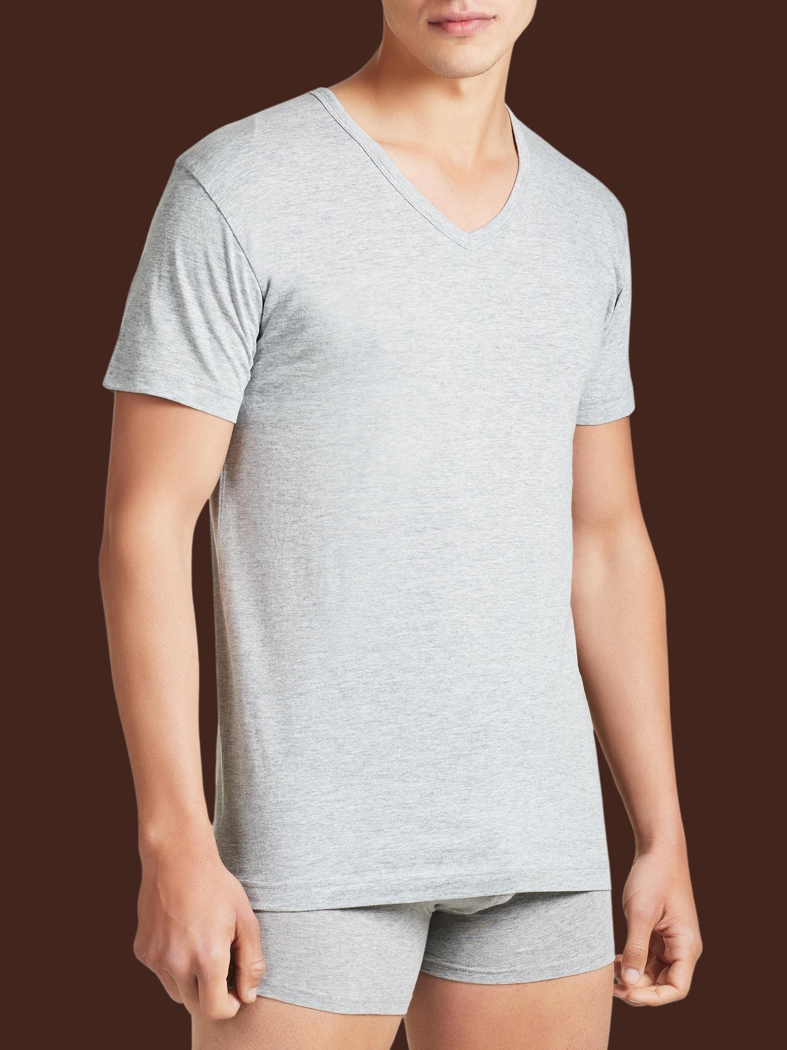 100% Cotton - Maglietta scollo a V in cotone  Neri Uomo - Ragno