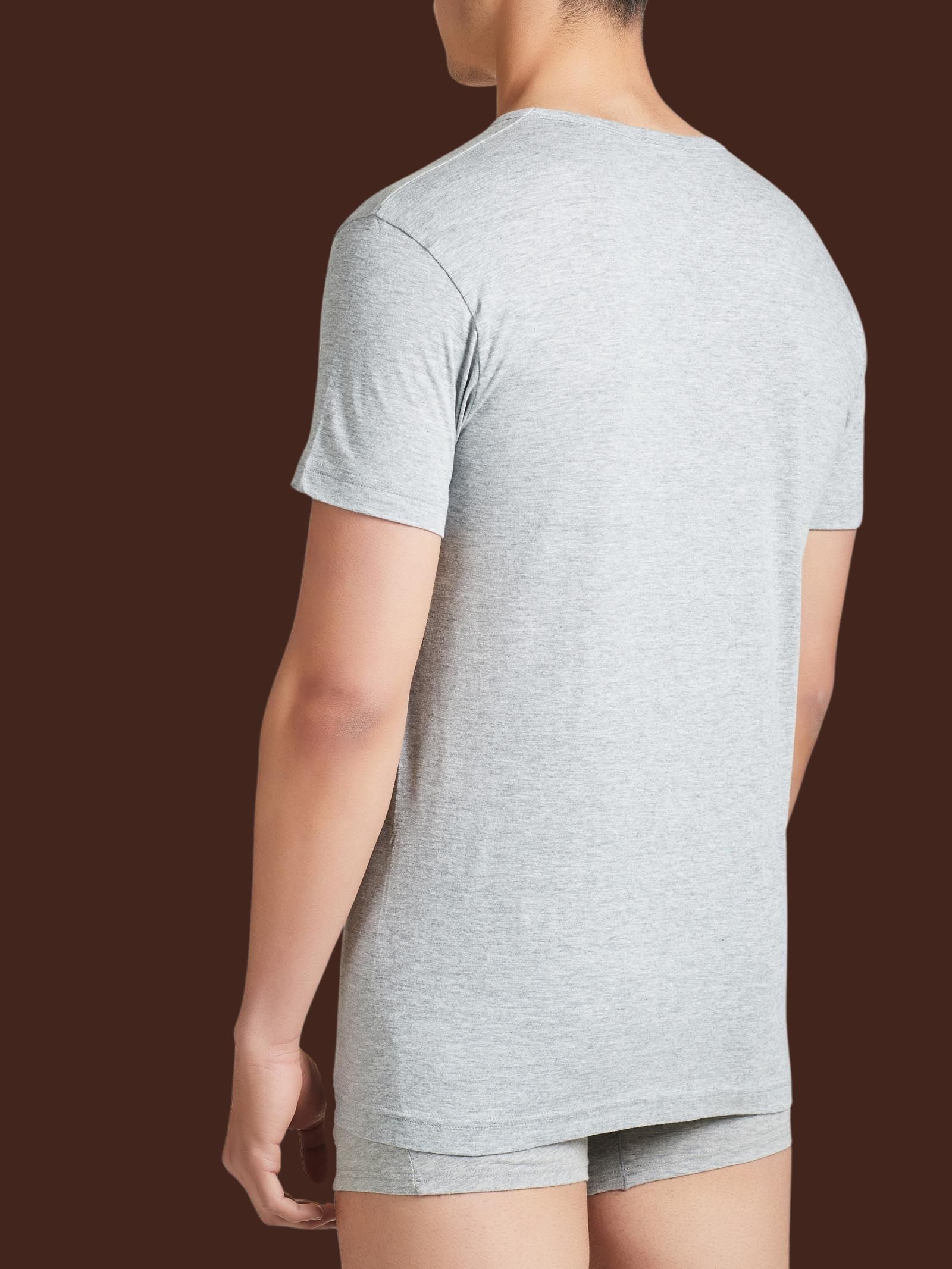 100% Cotton - Maglietta scollo a V in cotone  Neri Uomo - Ragno