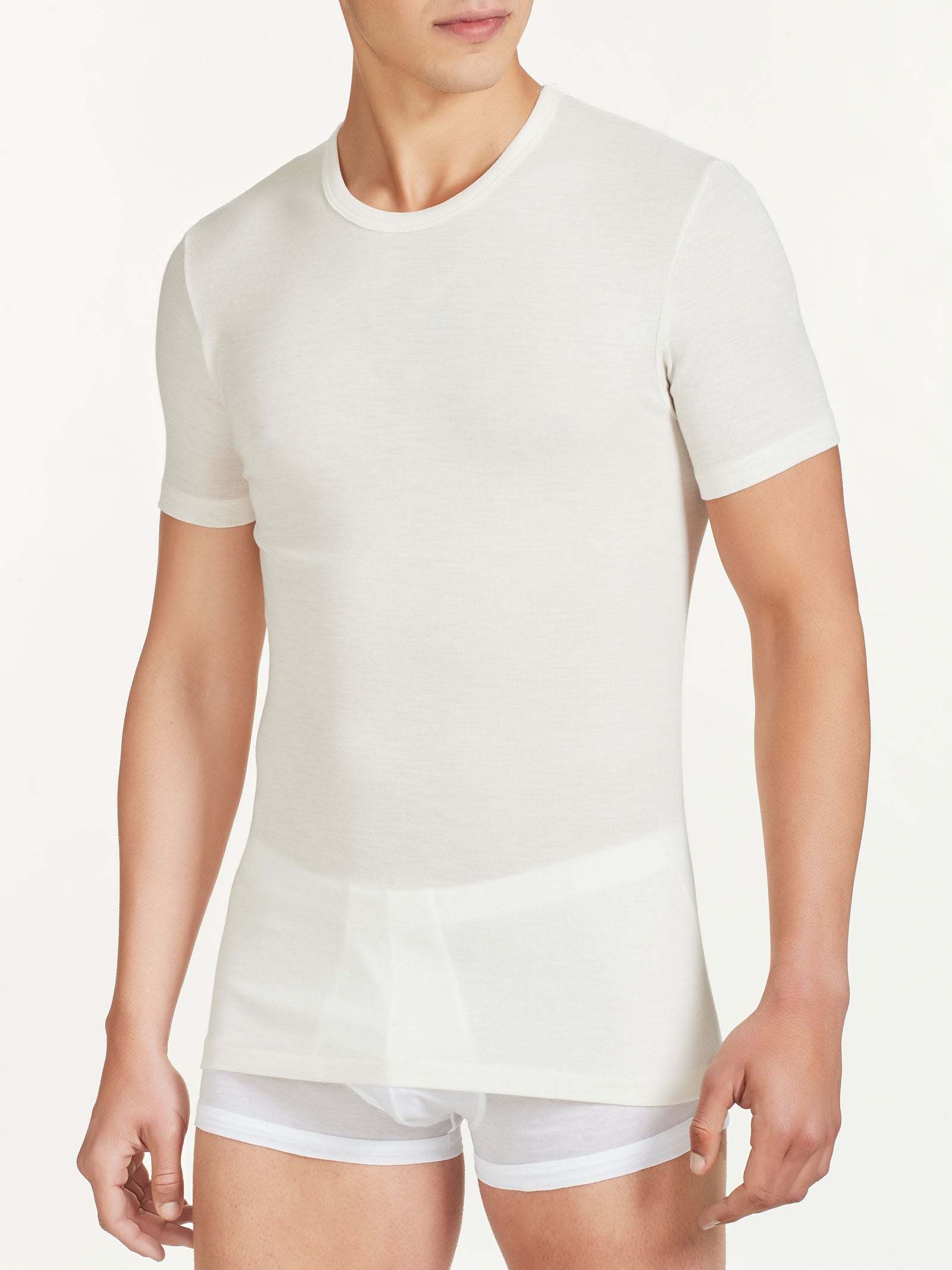 Maglietta girocollo in lana e seta Blu Uomo - Ragno