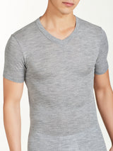 WSK - Maglietta scollo a V in lana e seta Neri Uomo - Ragno