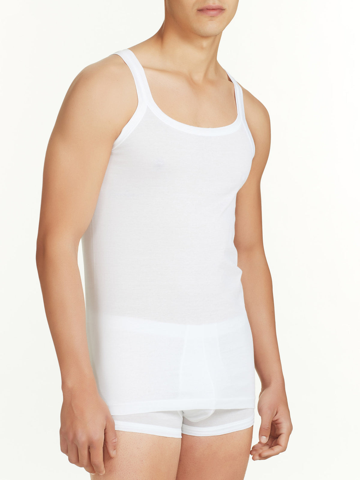 Satin Cotton - Canottiera spalla stretta in cotone mercerizzato Bianchi Uomo - Ragno