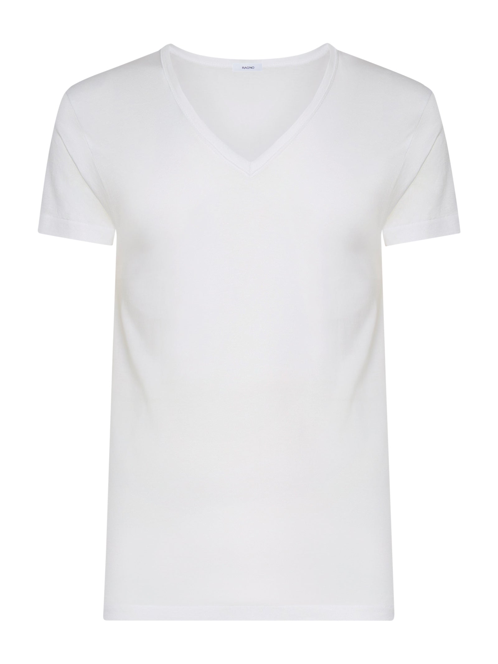 Silkotton - Maglietta con scollo a V in cotone mercerizzato Bianchi Uomo - Ragno