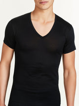 Silkotton - Maglietta con scollo a V in cotone mercerizzato Bianchi Uomo - Ragno