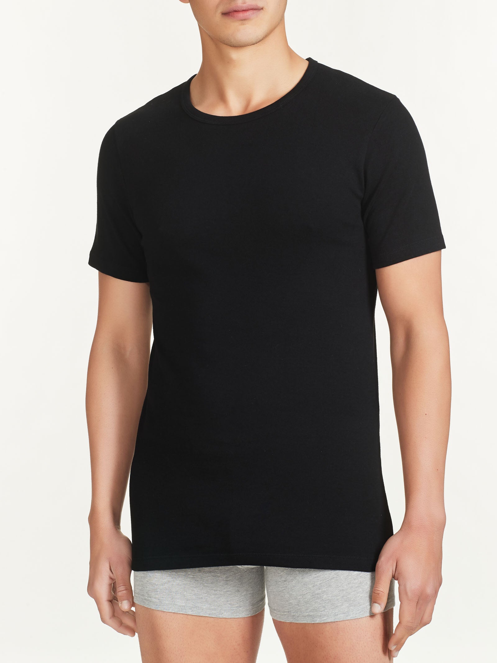 Interlock - Maglietta girocollo in puro cotone  Neri Uomo - Ragno